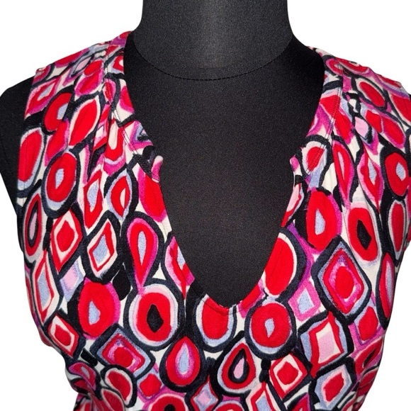 NWOT NIC+ZOE Geo Pane Tank Top Womens Plus 1X Red Multi - Picture 7 of 13